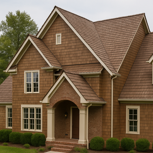 synthetic wood roof on a nice home